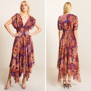 NWT A.L.C. Lucia Maxi Dress Terracotta Paisley